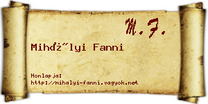 Mihályi Fanni névjegykártya